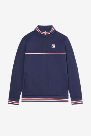 FILA Heritage 1/4 Zip Jackets Navy / Red / White,Mens Tennis | CA.RFVCWG108